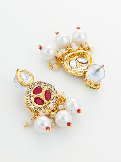 Aadita Gold Plated Pink and White Pearl Kundan Choker Set