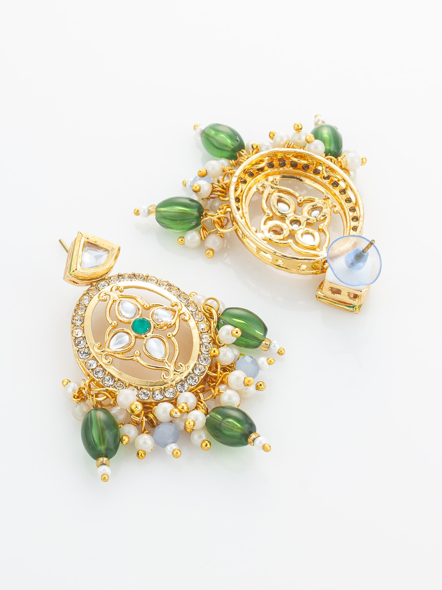 Aadita Gold Plated Green Beaded Choker Necklace Set
