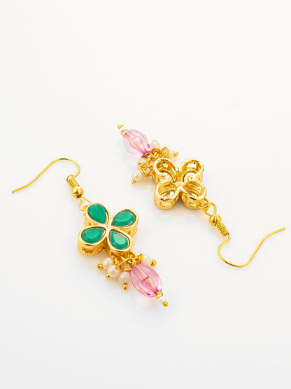 Aadita Gold Plated Double Layered Pearl Necklace with Floral Accents