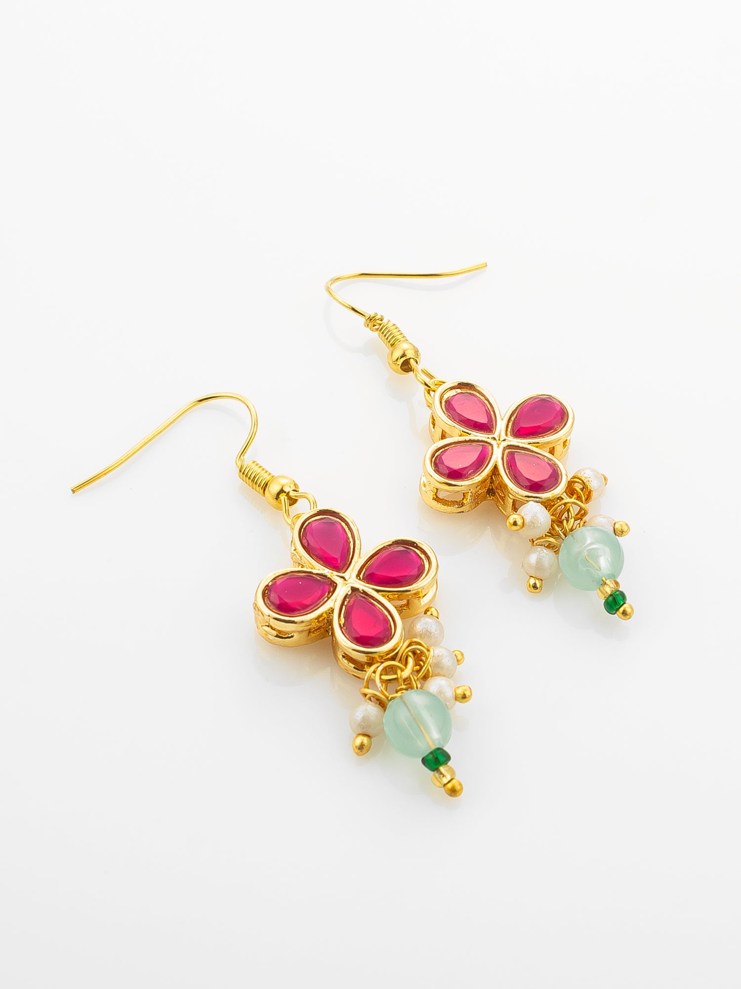 Aadita Gold Plated Double Layered Pearl Chain Necklace with Floral Pendant