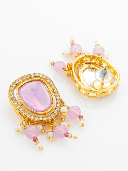 Aadita Gold Plated Lavender Stone Kundan Choker Necklace Set