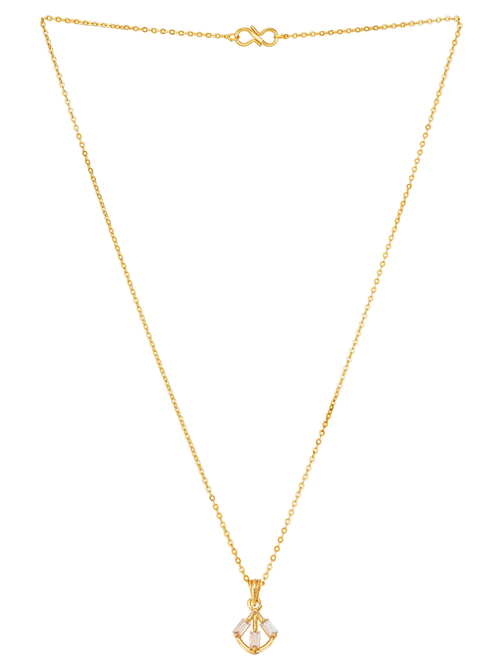 Aadita Gold Plated Baguette Stone Fan Pendant Necklace