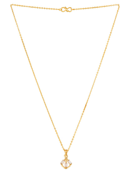Aadita Gold Plated Baguette Stone Fan Pendant Necklace