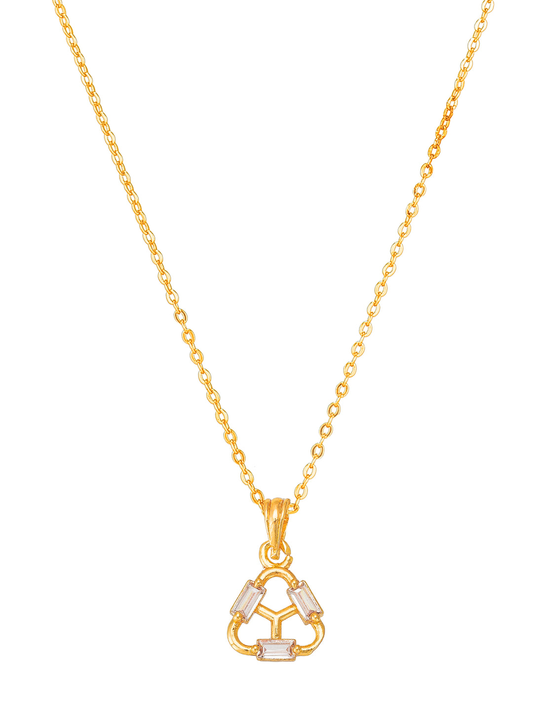 Aadita Geometric Triangular Baguette Stone Pendant
