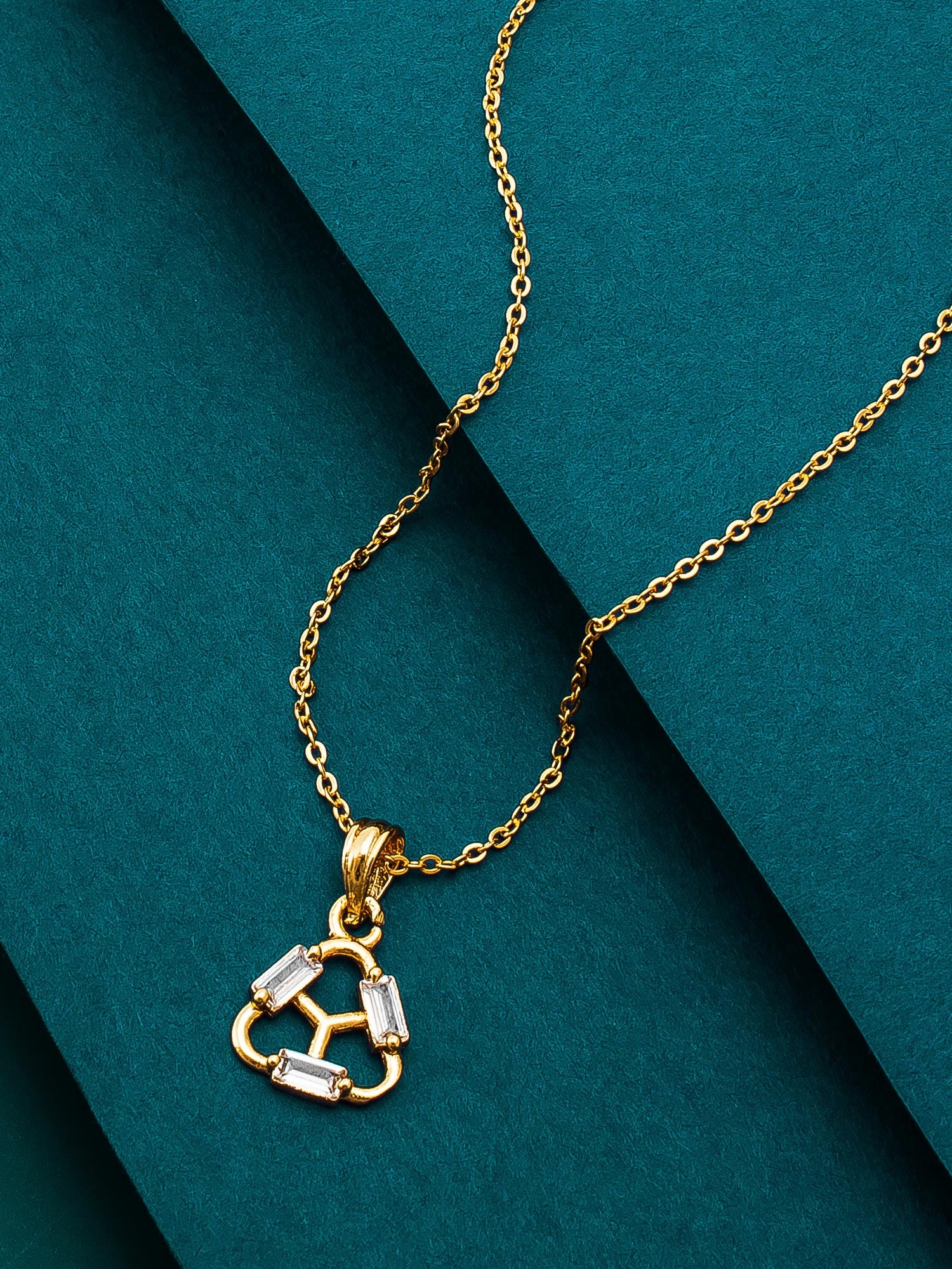 Aadita Geometric Triangular Baguette Stone Pendant