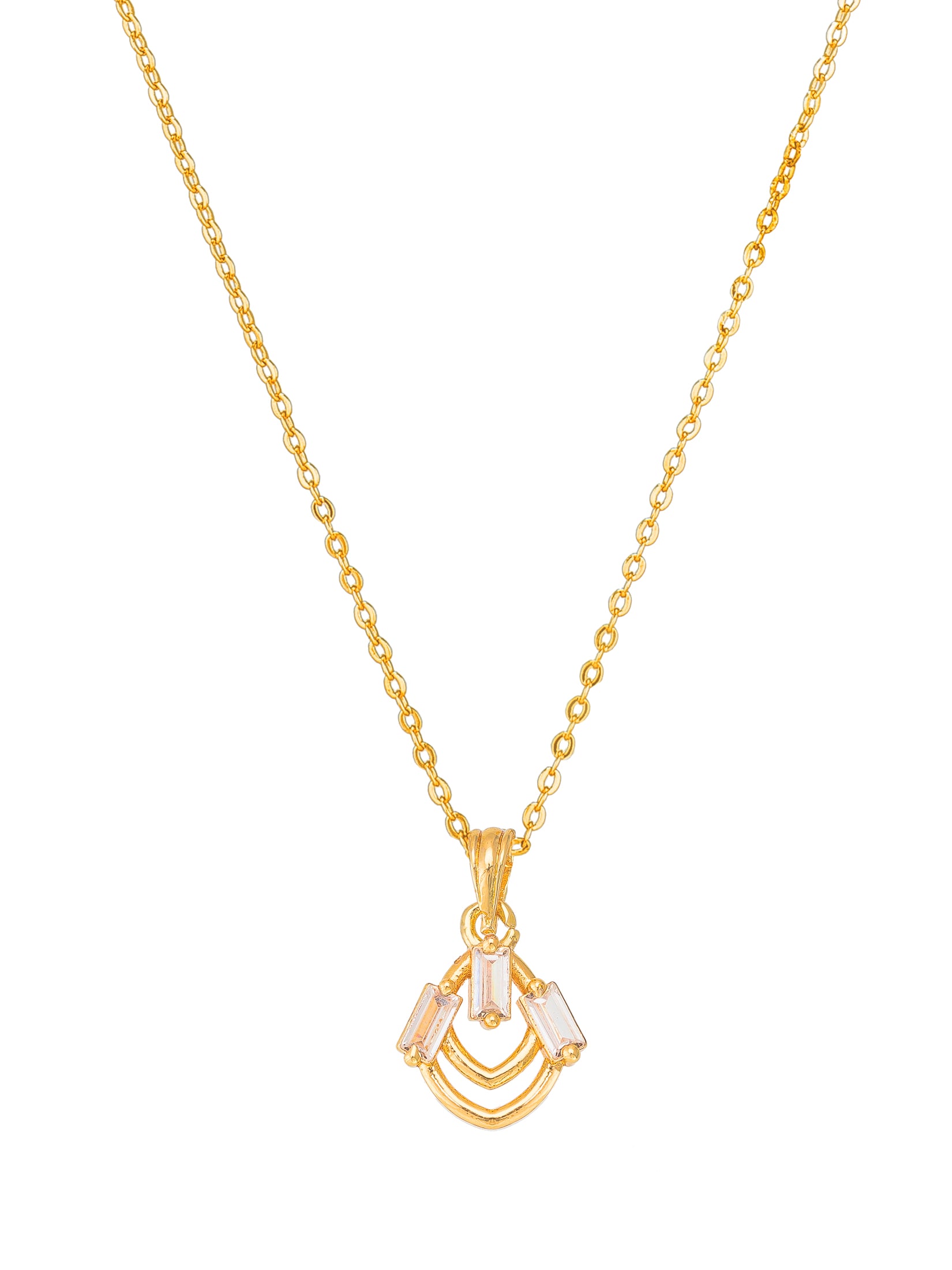 Aadita Tiered Curved Baguette Stone Pendant
