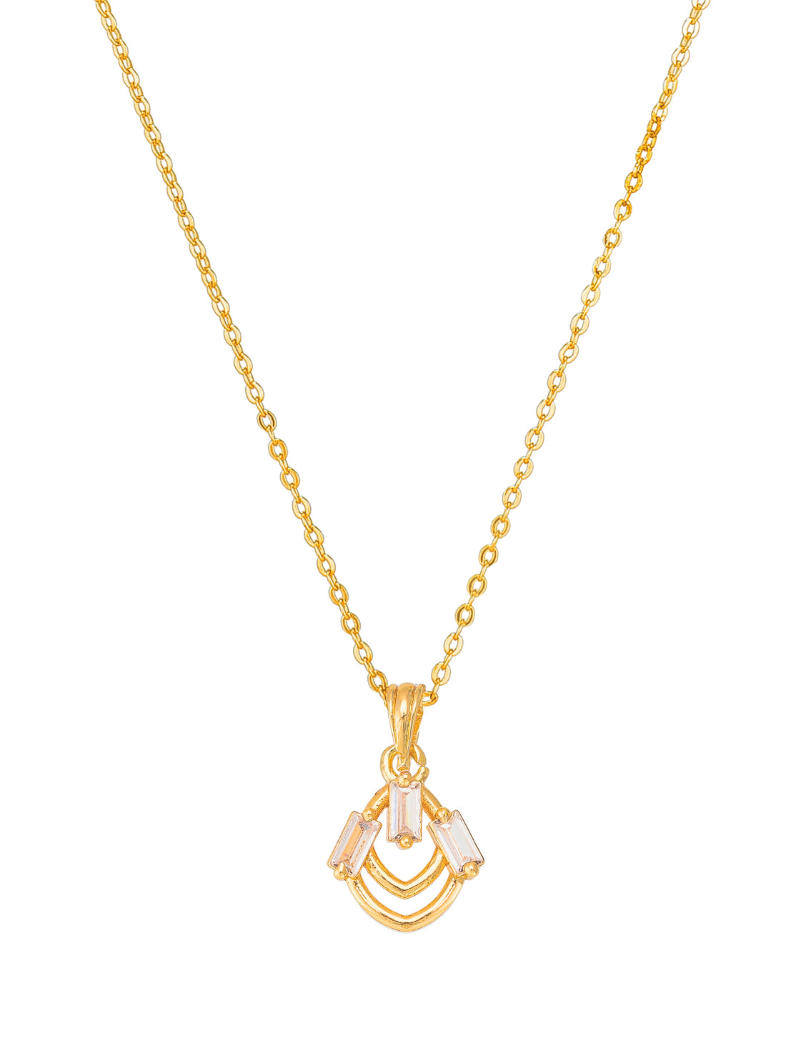 Aadita Tiered Curved Baguette Stone Pendant