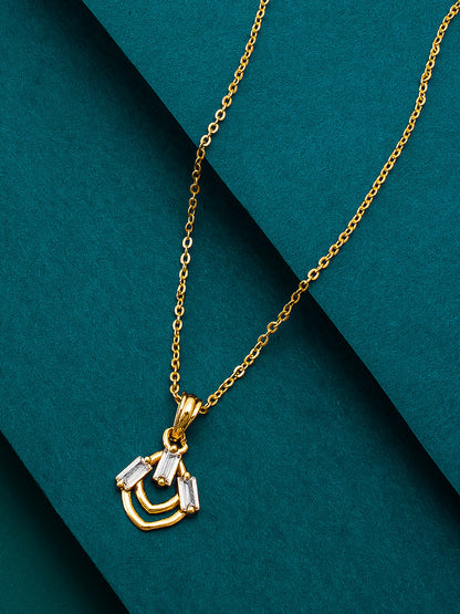 Aadita Tiered Curved Baguette Stone Pendant