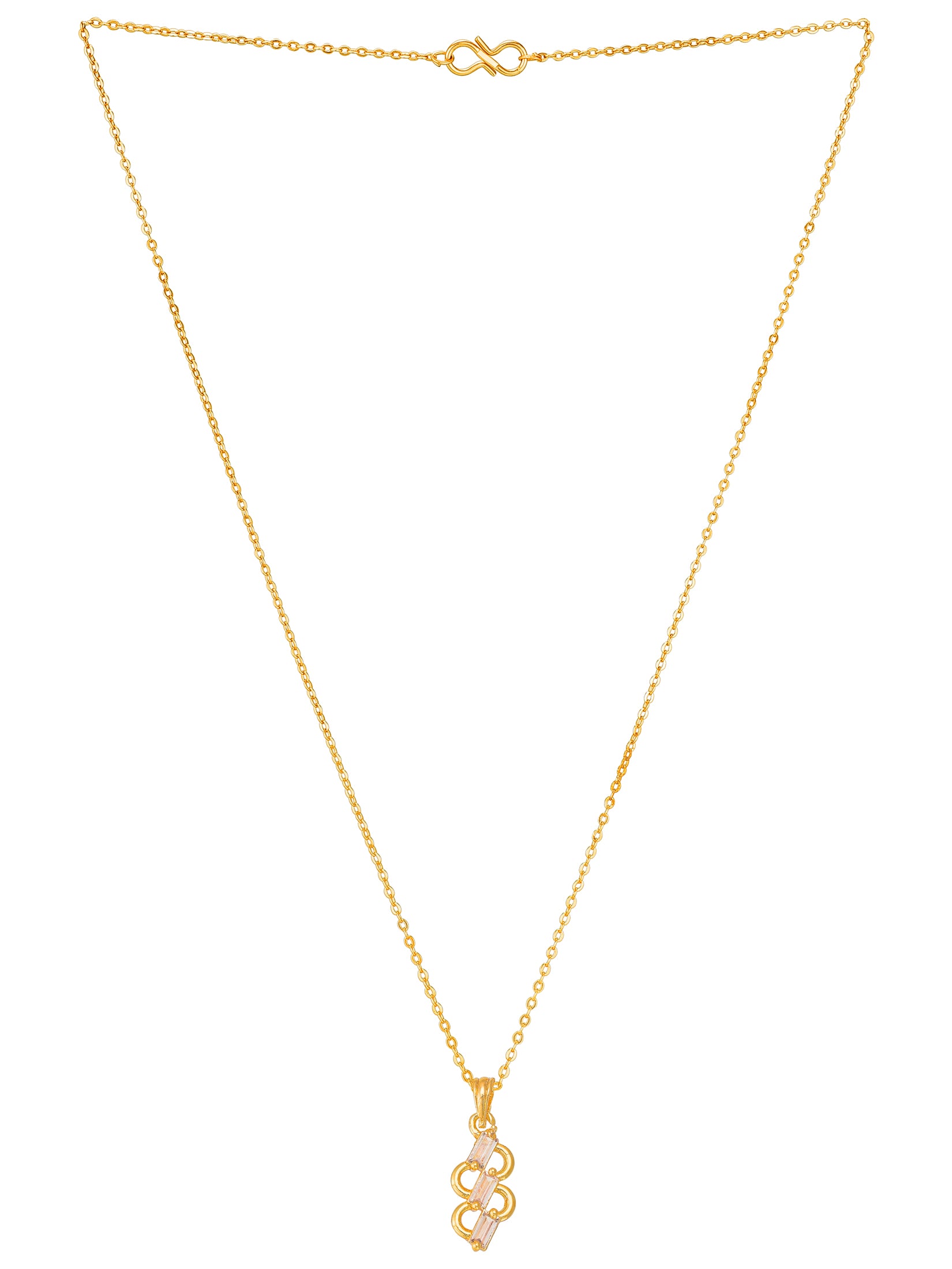 Aadita S-Curve Interlocking Baguette Stone Pendant