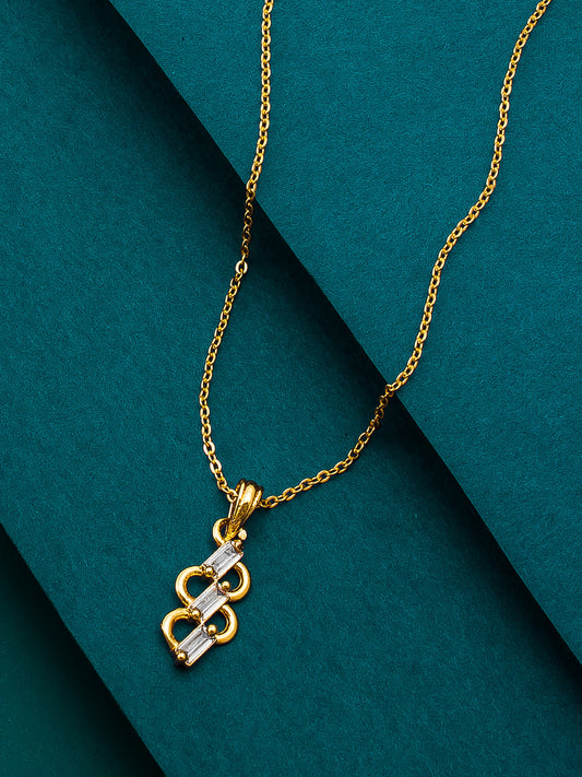 Aadita S-Curve Interlocking Baguette Stone Pendant