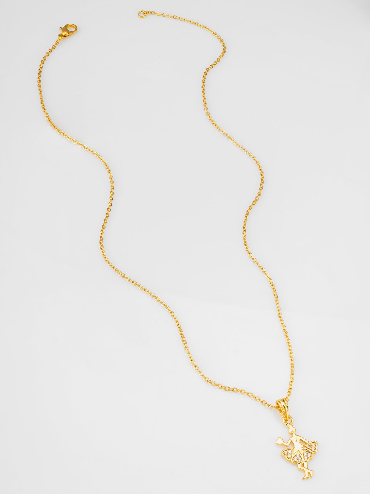Aadita Gold Plated Dancing Ballerina Girl Heart Pendant Necklace
