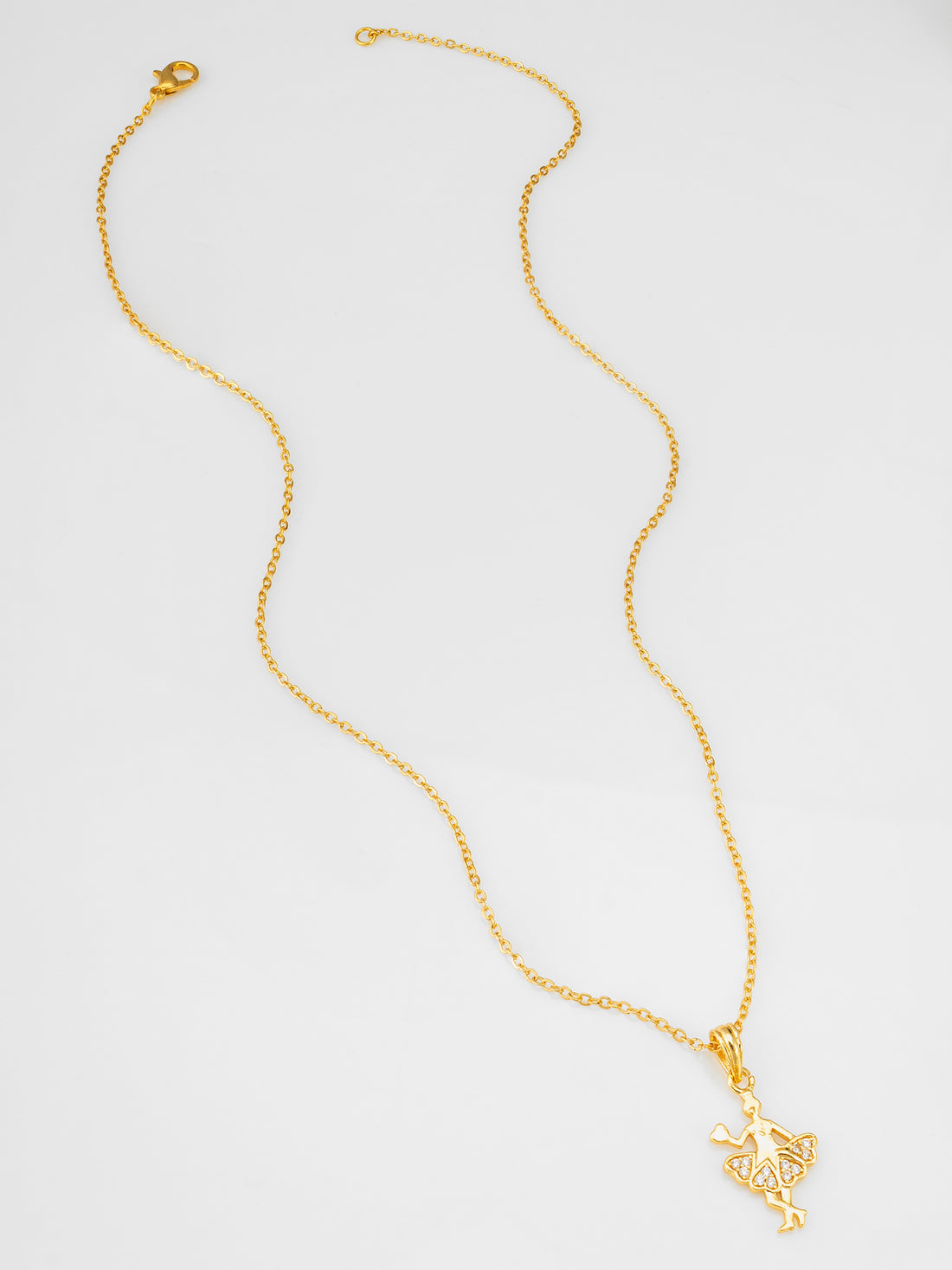 Aadita Gold Plated Dancing Ballerina Girl Heart Pendant Necklace