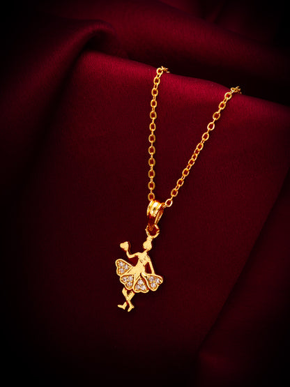 Aadita Gold Plated Dancing Ballerina Girl Heart Pendant Necklace