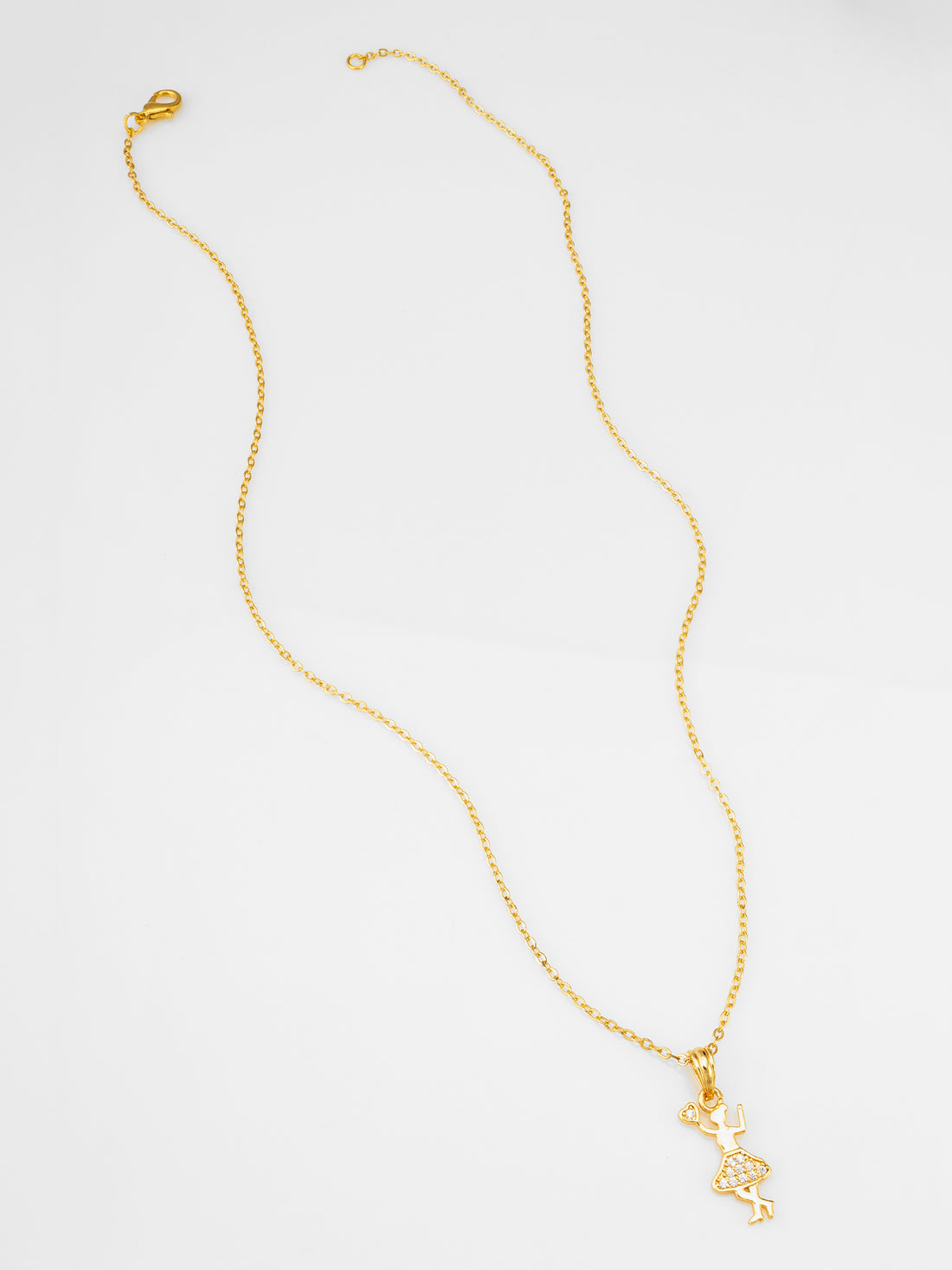 Aadita Gold Plated Stylized Dancing Girl Crystal Pendant Necklace