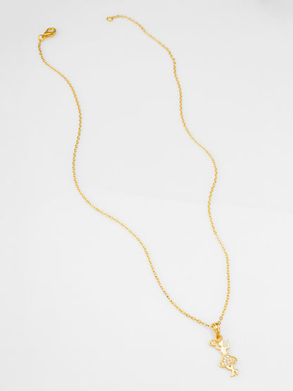Aadita Gold Plated Stylized Dancing Girl Crystal Pendant Necklace
