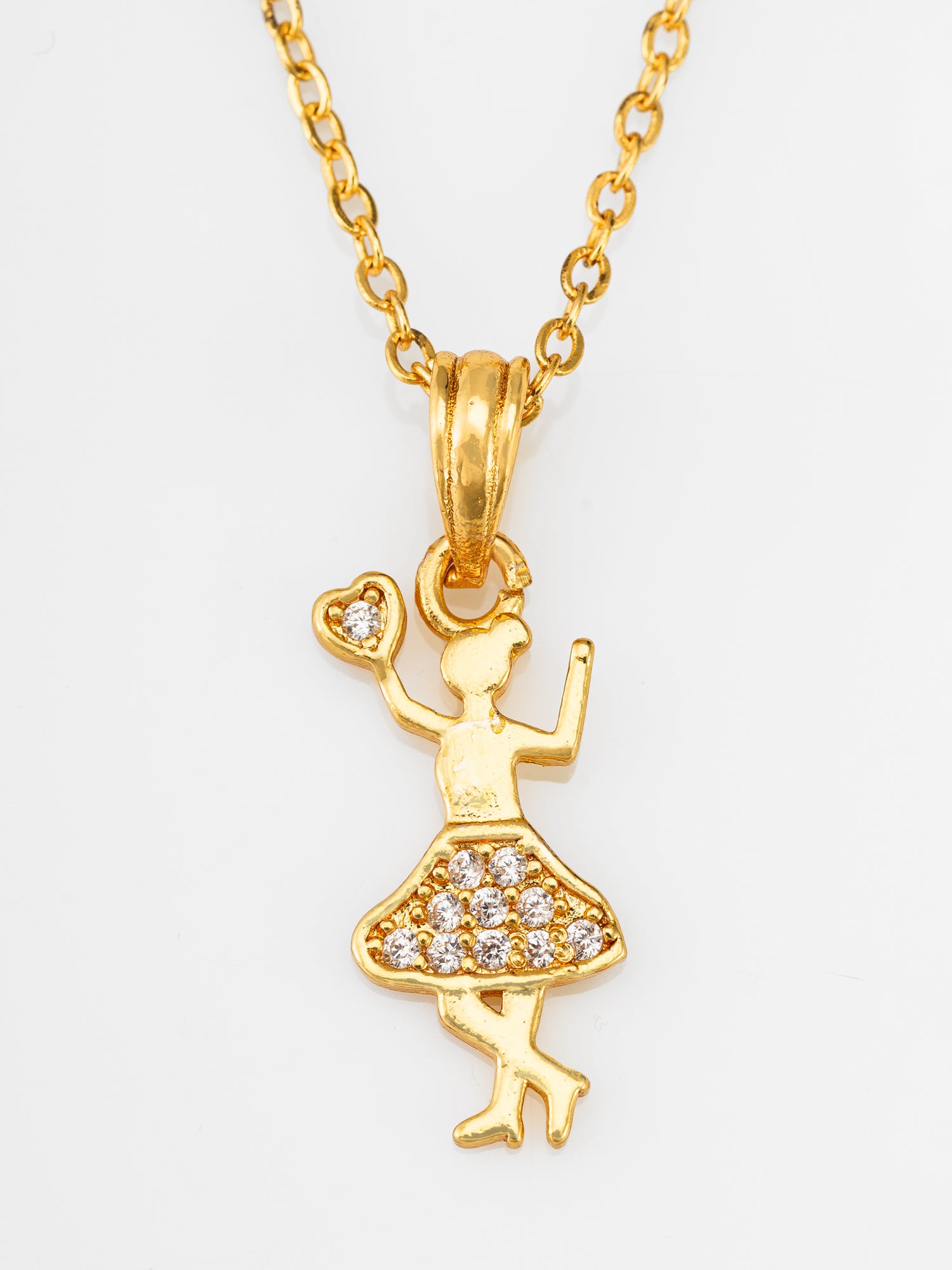 Aadita Gold Plated Stylized Dancing Girl Crystal Pendant Necklace
