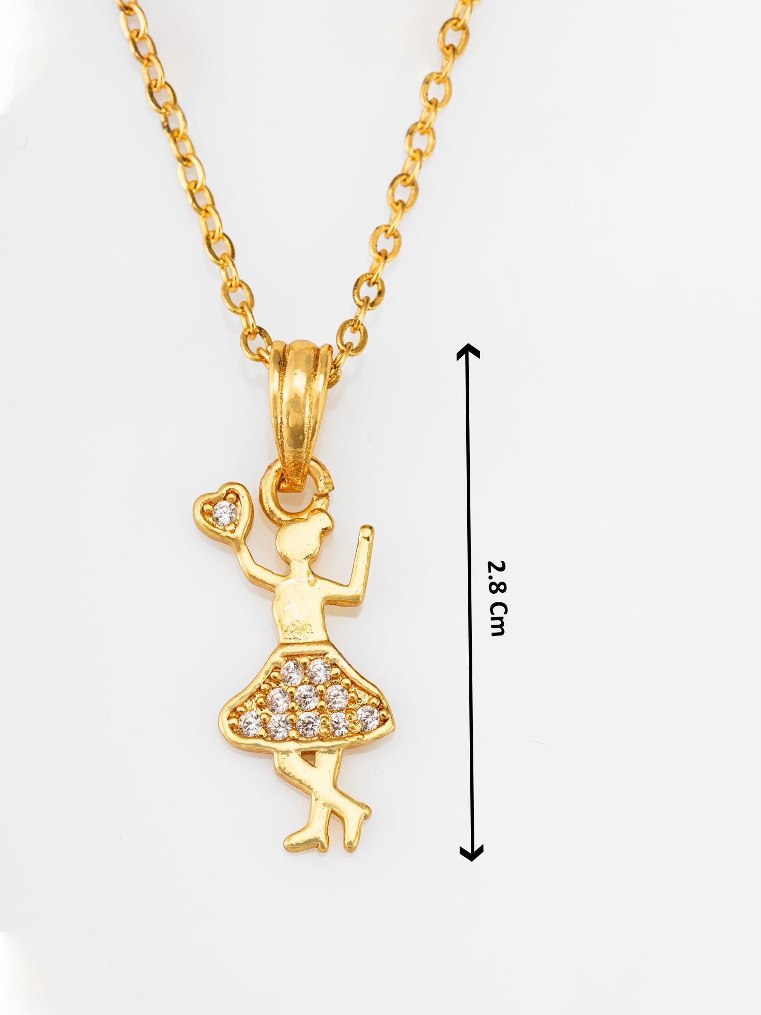 Aadita Gold Plated Stylized Dancing Girl Crystal Pendant Necklace