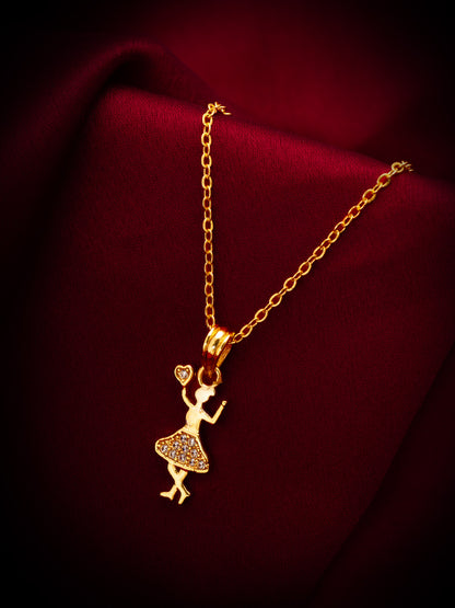 Aadita Gold Plated Stylized Dancing Girl Crystal Pendant Necklace