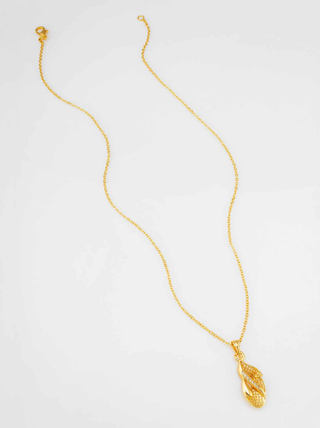 Aadita Gold Plated Abstract Flame Lattice Pendant Necklace