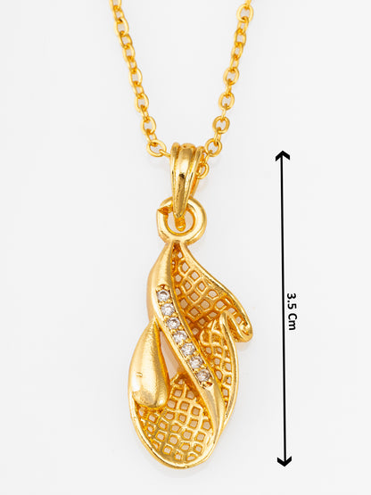 Aadita Gold Plated Abstract Flame Lattice Pendant Necklace
