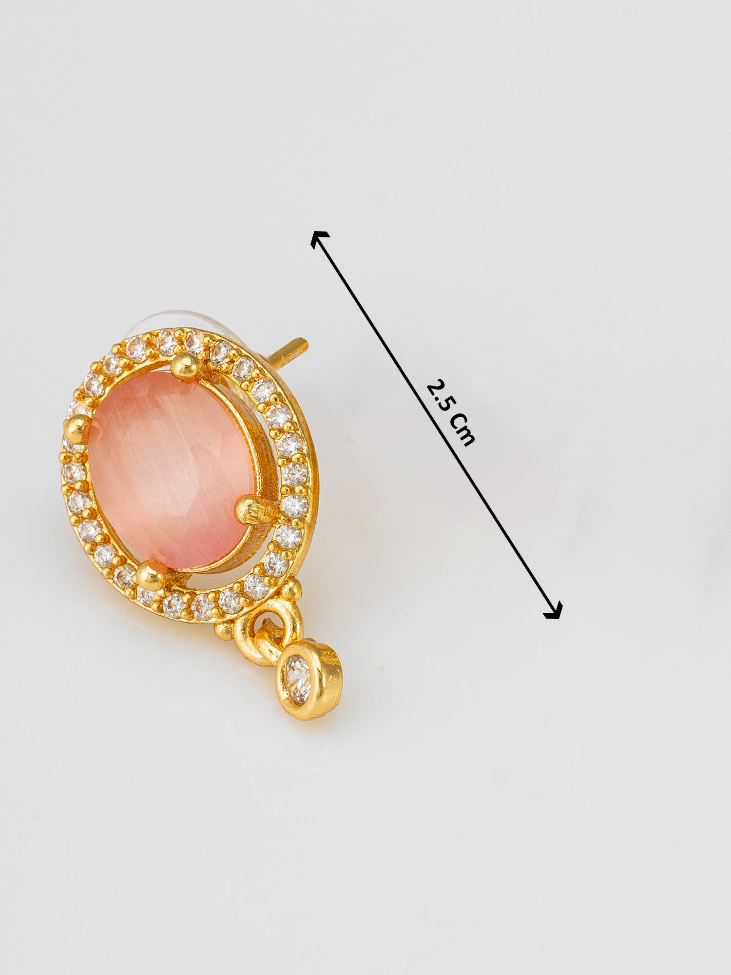 Aadita Gold Plated Peach Oval Stone Pendant Necklace and Earrings Set