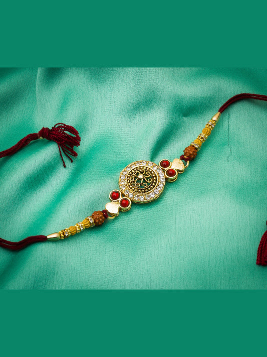 Aadita Traditional Rudraksh Rakhi with AD Stones
