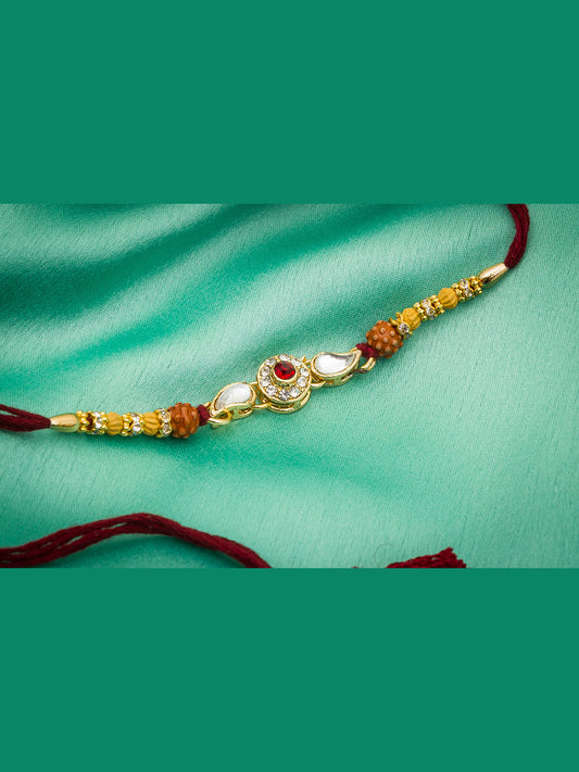 Aadita Rudraksh Rakhi with AD Stones & Red Thread