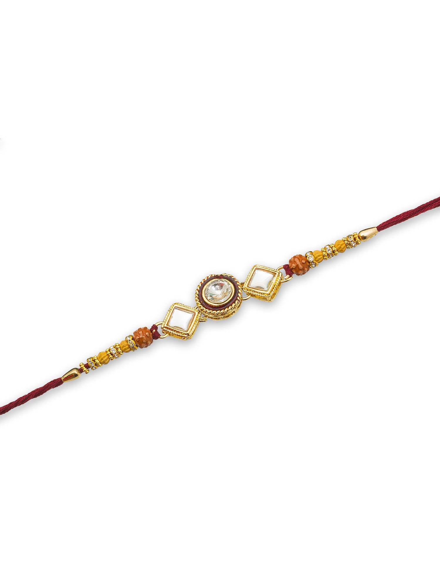 Aadita Elegant Rudraksh Rakhi with Kundan Work & Red Thread
