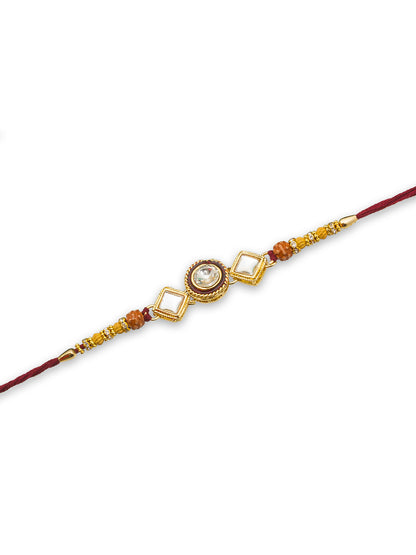 Aadita Elegant Rudraksh Rakhi with Kundan Work & Red Thread