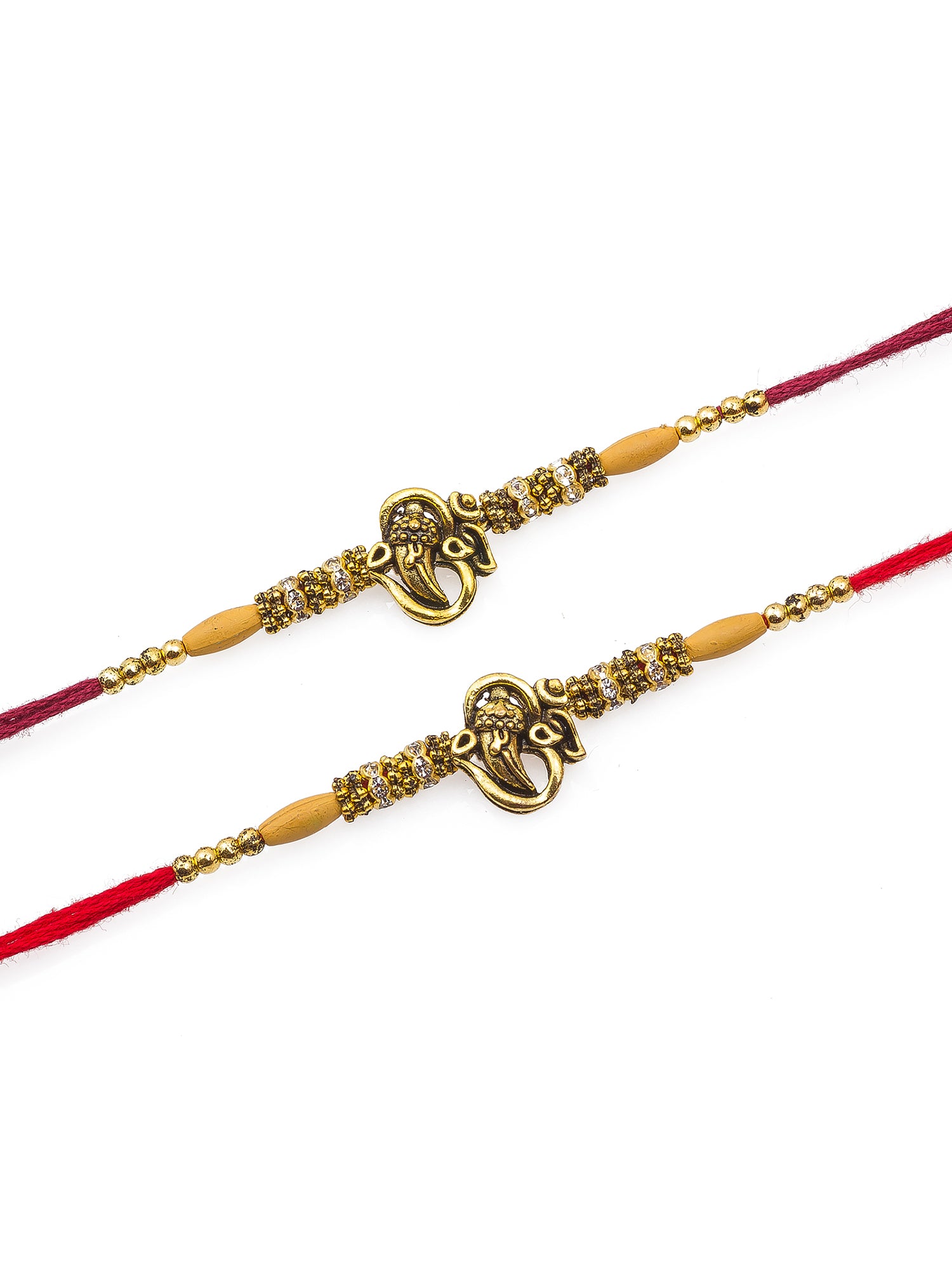 Aadita Twin Rakhi Set with Lord Ganesha Motif and Stone Embellishments