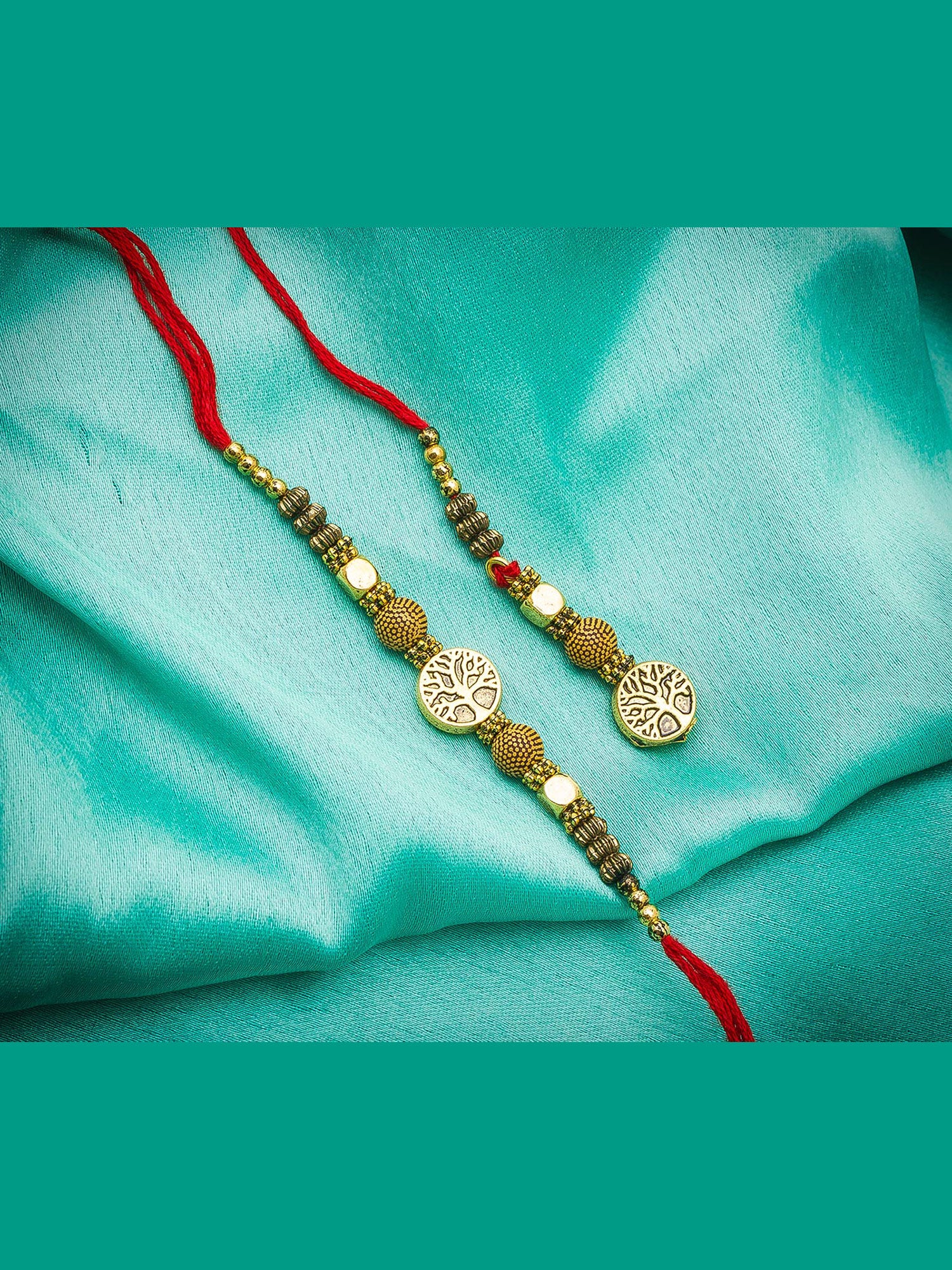 Aadita Tree of Life Bhaiya Bhabhi Rakhi with Antique Beads and Thread