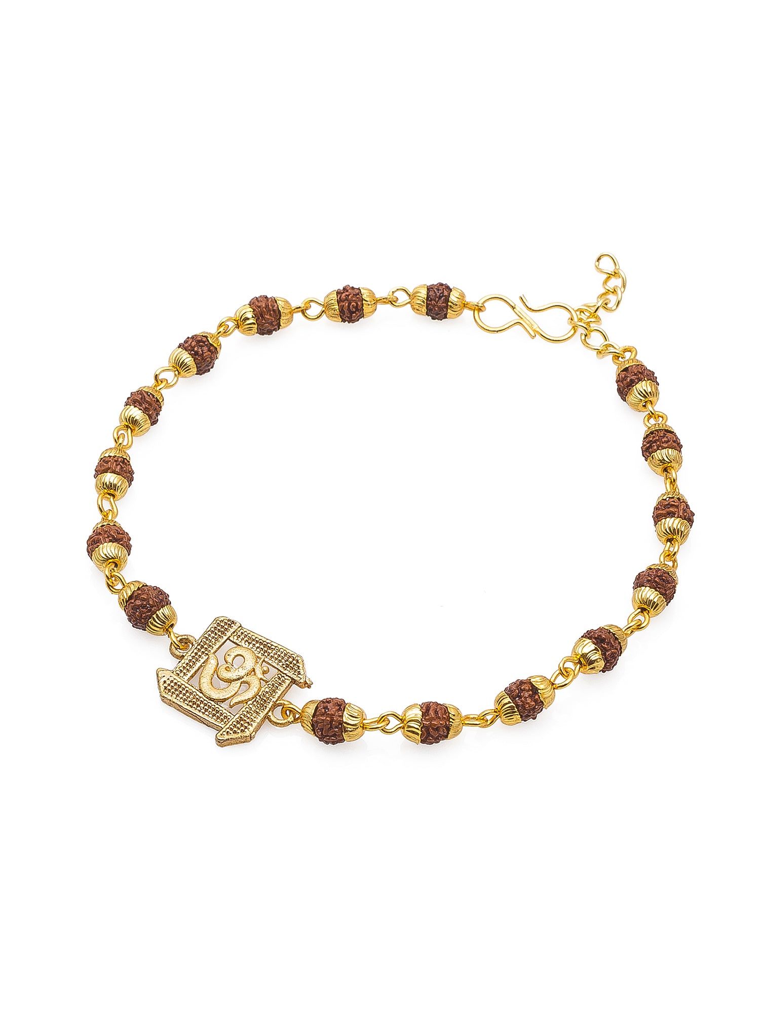 Aadita Om Rudraksh Bracelet Rakhi for Men – Gold Plated Sacred Rakhi