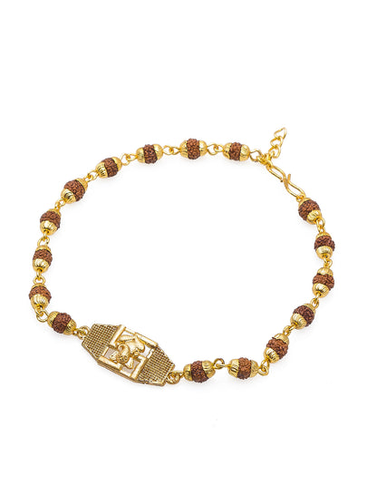 Aadita Swastik Rudraksh Bracelet Rakhi – Gold Plated Sacred Thread