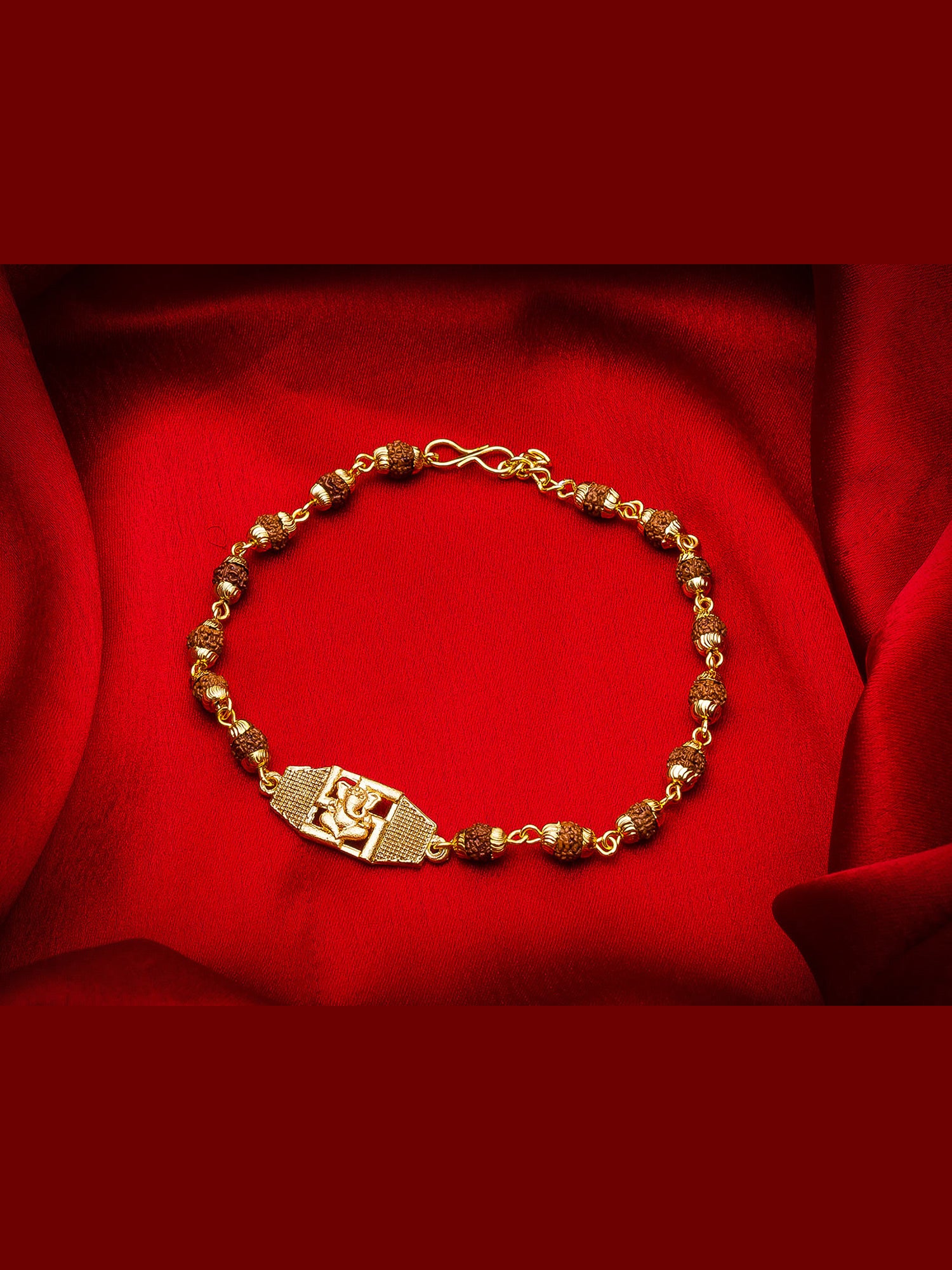 Aadita Swastik Rudraksh Bracelet Rakhi – Gold Plated Sacred Thread