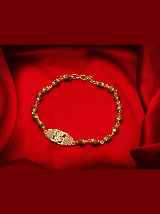 Aadita Swastik Rudraksh Bracelet Rakhi – Gold Plated Sacred Thread