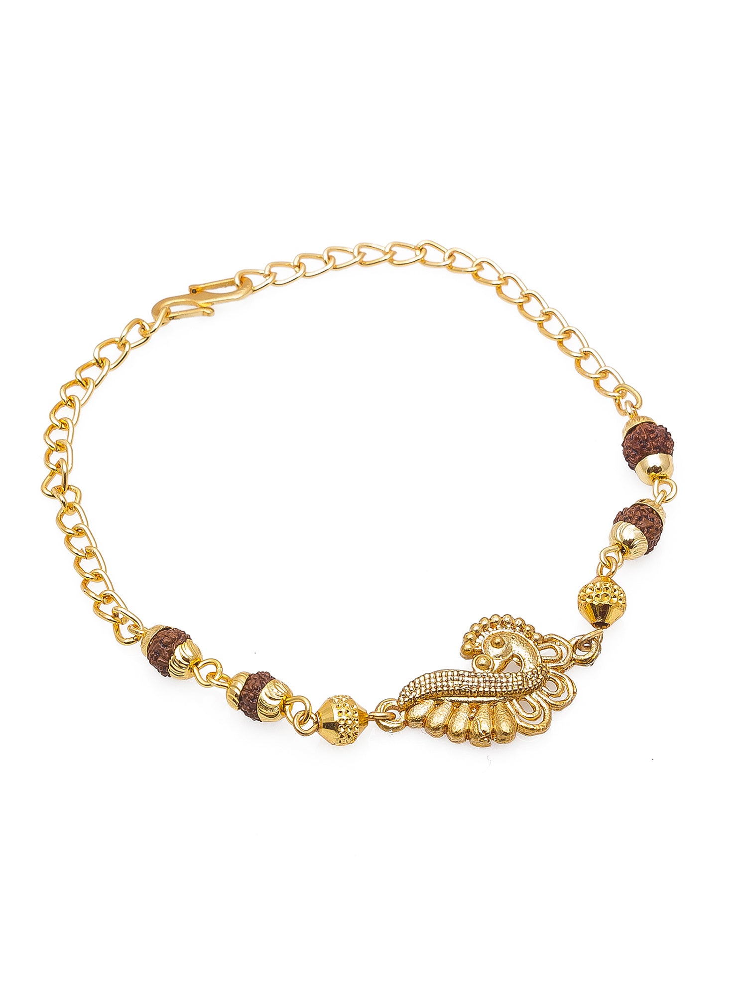 Aadita Peacock Design Bracelet Rakhi with Rudraksh Beads