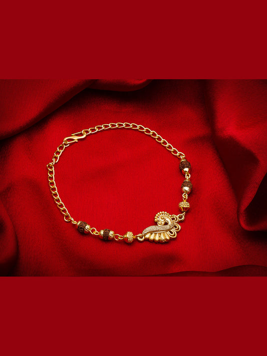 Aadita Peacock Design Bracelet Rakhi with Rudraksh Beads