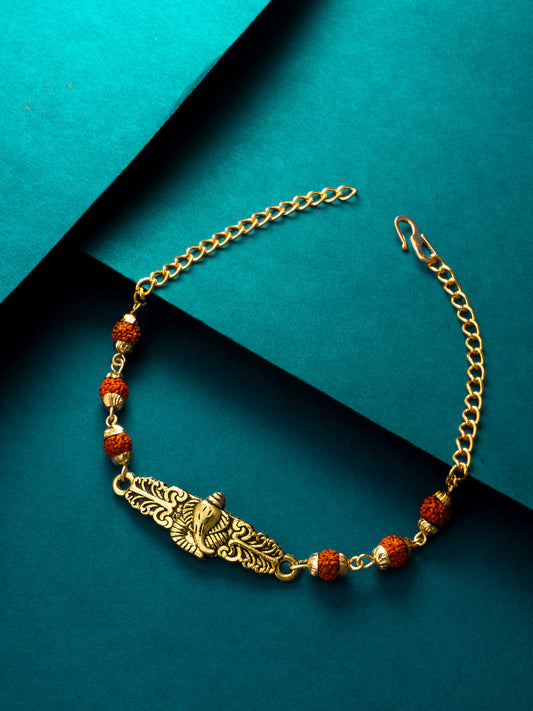 Aadita Ganesha Bracelet Rakhi with Rudraksh Beads