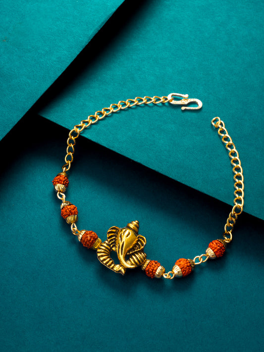 Aadita Rudraksh Ganesha Bracelet Rakhi for Brother