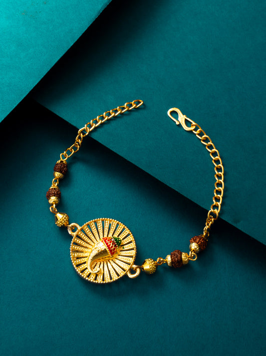 Aadita Ganesh Rudraksh Bracelet Rakhi for Brother
