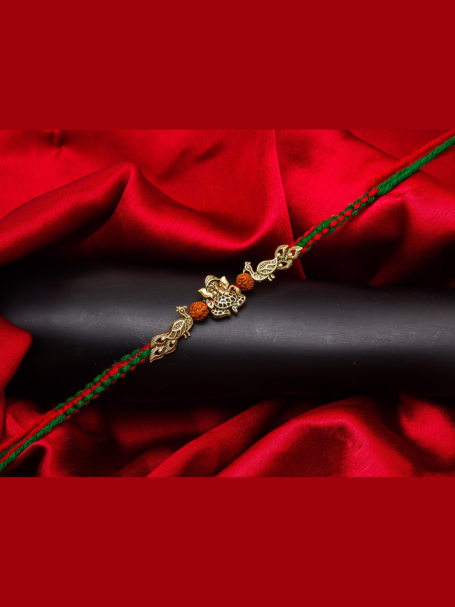 Aadita Ganesh Rudraksh Rakhi on Red-Green Thread for Raksha Bandhan
