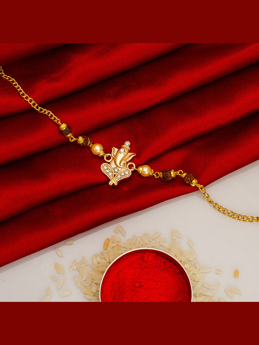 Aadita Designer Ganesh Bracelet Rakhi with Rudraksh
