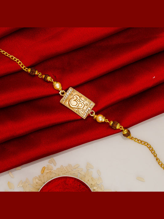Aadita Om Bracelet Rakhi with Rudraksh