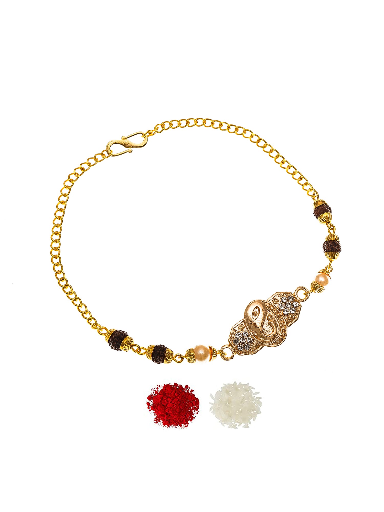Aadita AD Stones Shivling Bracelet Rakhi with Rudraksh