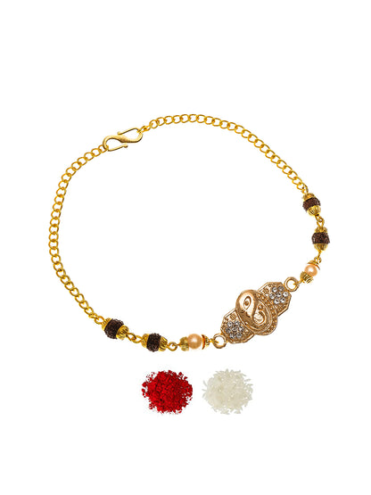Aadita AD Stones Shivling Bracelet Rakhi with Rudraksh