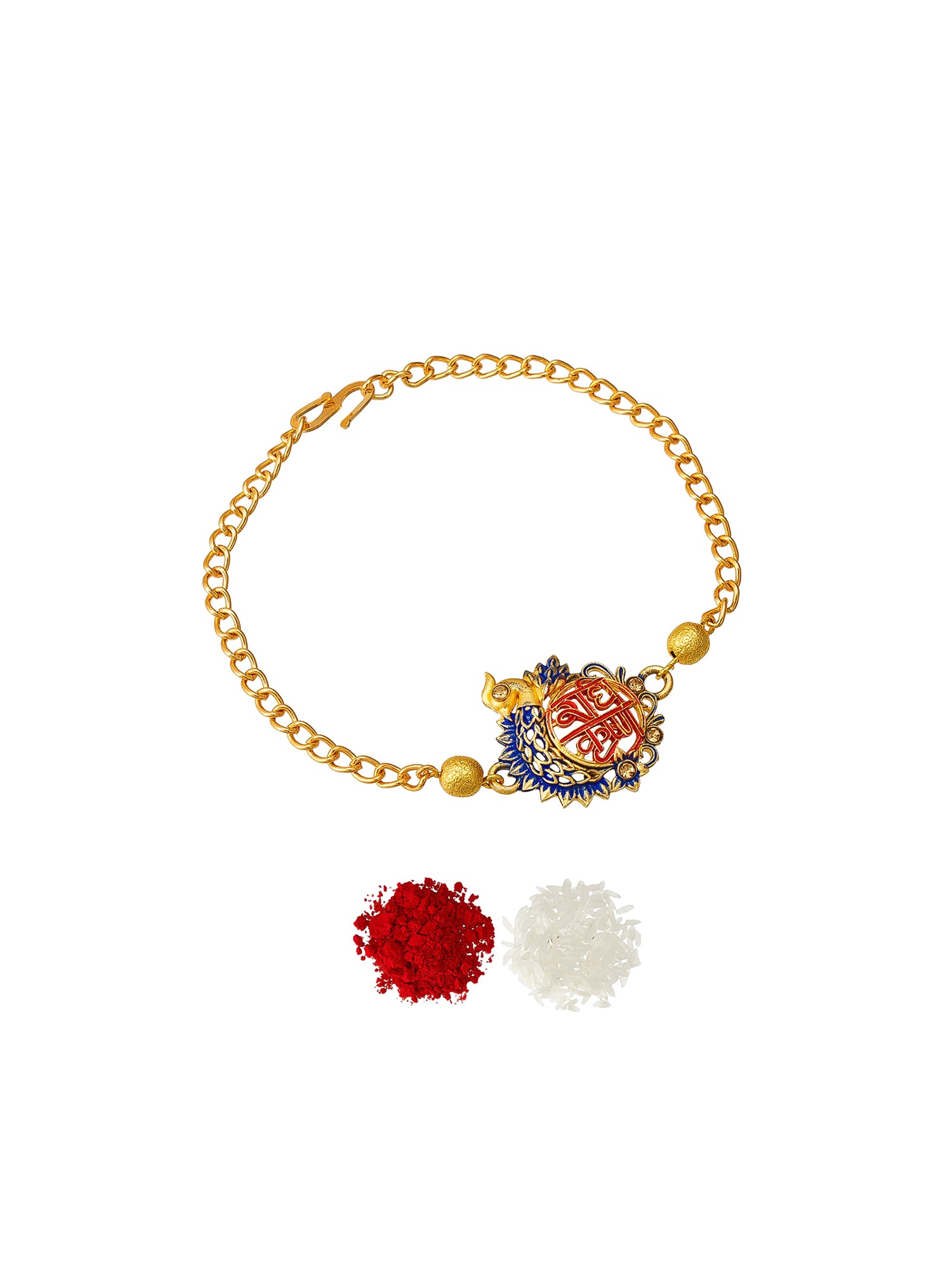 Aadita Radhe Krishna Enamel Peacock Design Bracelet Rakhi