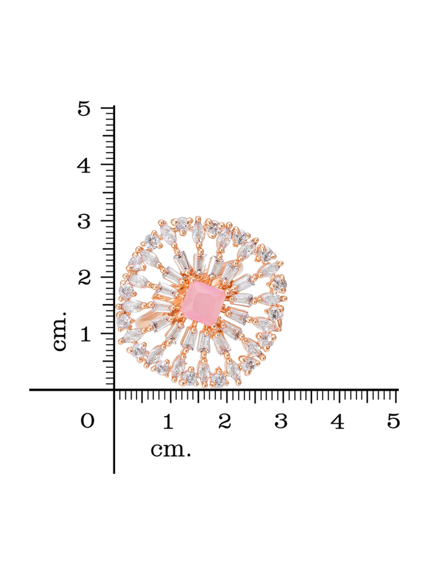 Aadita Rose Gold Sunburst Cocktail Ring with Pink Square Center