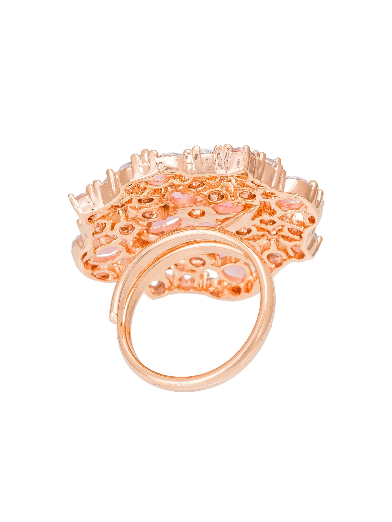 Aadita Floral Cluster Statement Ring with Pink Marquise Crystals