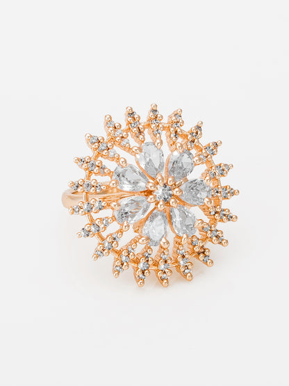 Aadita Floral Starburst Crystal Ring with Pear Cut Stones