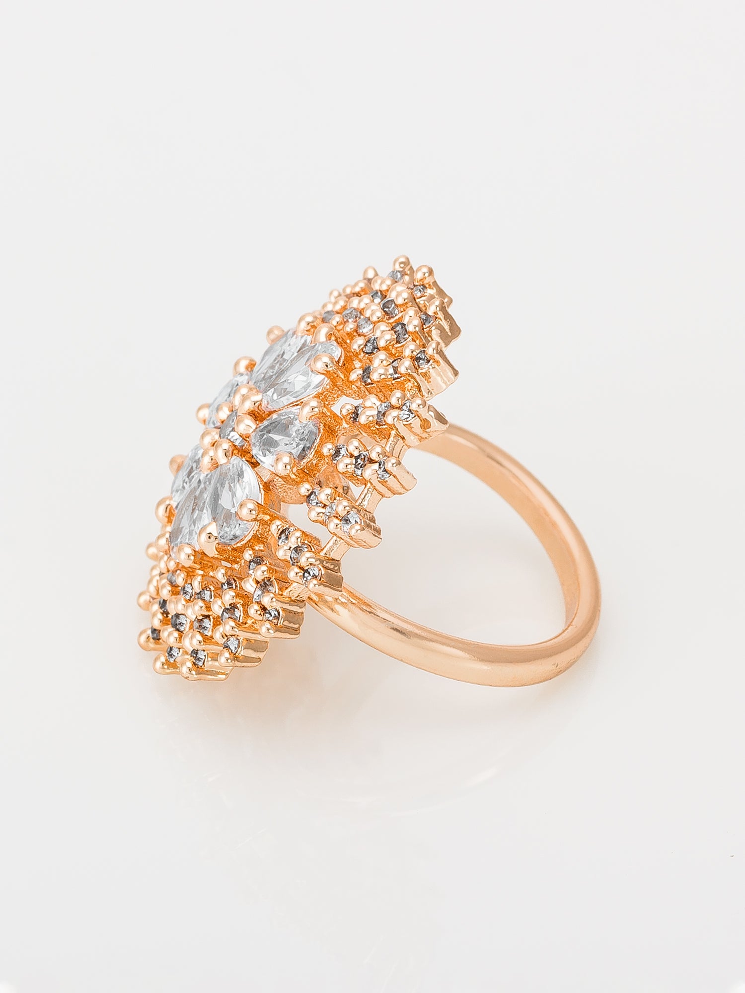 Aadita Floral Starburst Crystal Ring with Pear Cut Stones